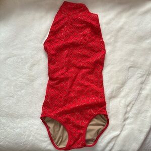fivedancewear red lace leotard